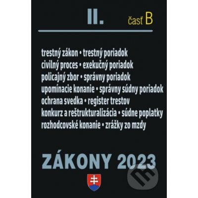 Zákony 2023 II/B - Občianske právo, Trestné právo - Poradca s.r.o. – Hledejceny.cz