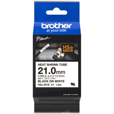 Smršťovací bužírky Brother HSe-251E, 21mm x 1,5m, černý tisk/bílý podklad – Zboží Živě