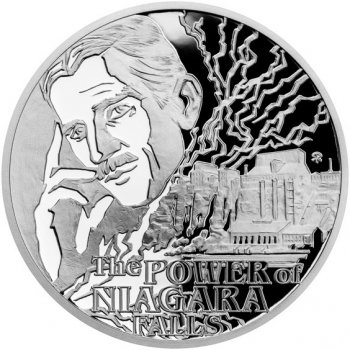 Česká mincovna Stříbrná mince Nikola Tesla Niagarské vodopády proof 1 oz