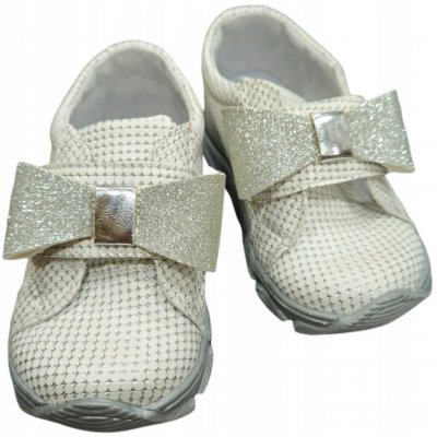 Kornecki dívčí boty na suchý zip polské botičky s mašličkou bílé – Zboží Mobilmania