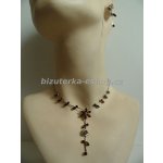 bizuterka-eshop.cz souprava náhrdelník a naušnice s kamínky a růžičkami hnědá BZ-04801 – Sleviste.cz