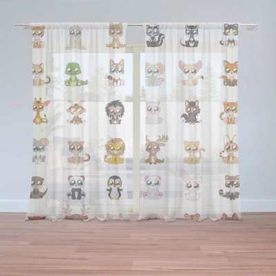 Záclony Zvířátka 4: 2 ks - 150x250 cm - Sablio – Hledejceny.cz