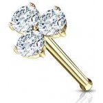 Šperky4U zlacený piercing do nosu kytička čiré zikony N0123-GDC – Zboží Dáma