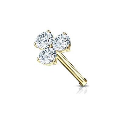 Šperky4U zlacený piercing do nosu kytička čiré zikony N0123-GDC – Zboží Dáma
