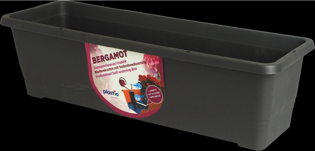 Plastia Samozavlažovací truhlík Bergamot 50 x 20 x 17 cm antracit