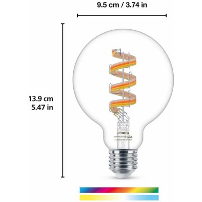 WiZ G95 LED filament globe WiFi E27 6,3W RGBW 872016907219000 – Hledejceny.cz