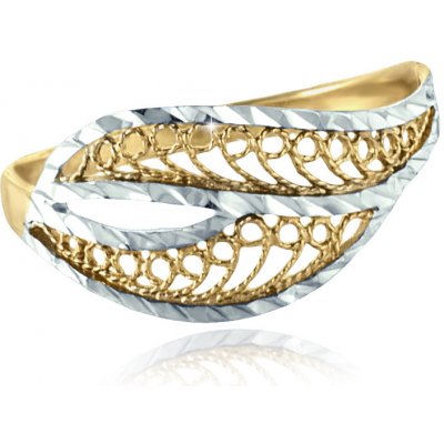 Gemmax Jewelry Zlatý filigránový prsten s gravírováním žluto-bílé zlato GLRCN 21611 – Zboží Mobilmania