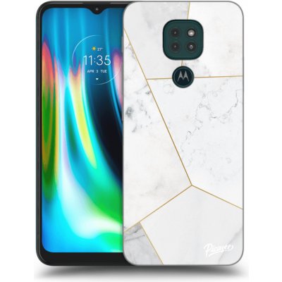 Pouzdro Picasee silikonové Motorola Moto G9 Play - White tile černé