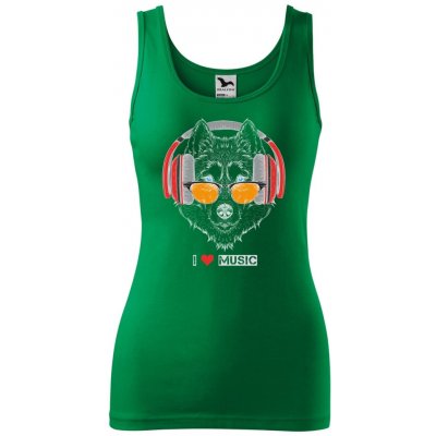 Dobrý Triko dámské tílko s potiskem I love music Středně zelená – Zboží Dáma