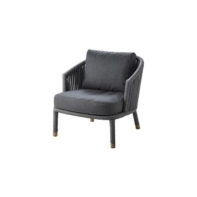 Cane-line Nízké křeslo Moments, Cane-line, 76x84x80 cm, rám kov, výplet lanko Soft Rope grey, sedáky venkovní látka AirTouch grey – Hledejceny.cz