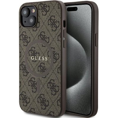 Guess iPhone 15 Plus HC MAGSAFE PU 4G RING CLASSIC LOGO hnědé – Zboží Mobilmania