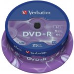 Verbatim DVD+R 4,7GB 16x, Advanced AZO+, cakebox, 25ks (43500) – Zboží Živě