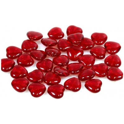 CZ Skleněné korálky srdíčka 10x10, červená transparent 90090- 6ks – Zboží Dáma