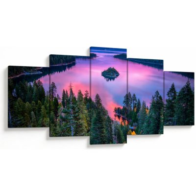 Obraz - Jezero Tahoe, Sierra Nevada, Kalifornie, USA, pětidílný 150x80 cm – Hledejceny.cz