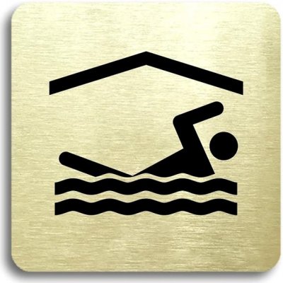 Accept Piktogram "bazén krytý" (80 × 80 mm) (zlatá tabulka - černý tisk bez rámečku) – Zboží Mobilmania