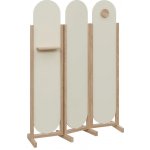 Atmosfere ROUND 419 dřevěný 3-dílný paraván mobilní výška 1900 mm rám dub bardolino výplň smetanová – Zboží Dáma