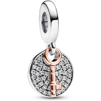 Key sterling silver and rose gold-plated double dangle with clear cubic zirconia 783236C01 – Zbozi.Blesk.cz