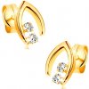 Náušnice Šperky eshop diamantové ve žlutém zlatě dvojice briliantů ve špičaté podkůvce BT177.11