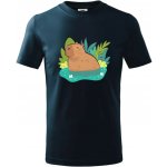 Kapybara ve vodě tričko dětské bavlněné námořní modrá velmi tmavá téměř černá – Sleviste.cz