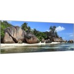 Obraz skleněný moře a pláž La Digue Seychely - 30 x 40 cm – Hledejceny.cz