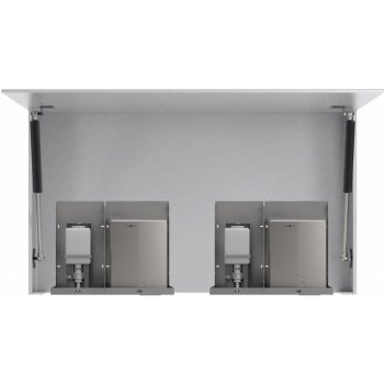 BASIC zrcadlová skříňka 1200 mm se dvěmi automatickými dávkovači mýdla a se dvěmi senzorovými osouše