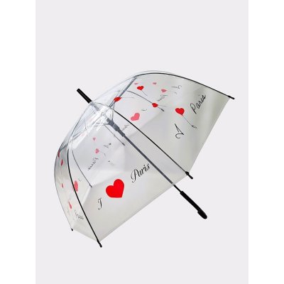 Luvia I love Paris deštník dámský holový průhledný červený – Sleviste.cz