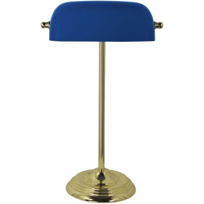 SEA Club Bankéřská lampa - modré skleněné stínítko, 230V, E27, 60W, výška 36/43cm 1292B