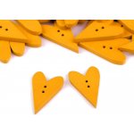 Knoflík dřevěný 15 x 23 mm Srdce 120516 - hořčicová – Zboží Mobilmania