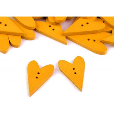 Knoflík dřevěný 15 x 23 mm Srdce 120516 - hořčicová – Zboží Mobilmania