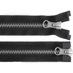 Prima-obchod Zip kovový YKK No 5 dělitelný 2 jezdce / dvoucestný 60 cm na kožené bundy, barva černá barva nikl – Hledejceny.cz