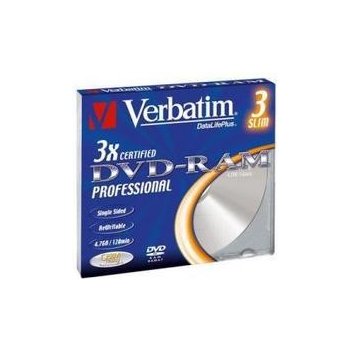 Verbatim DVD-RAM 4,7GB 3x, slim krabička, 3ks (43499)