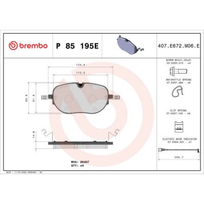 Sada brzdových destiček, kotoučová brzda BREMBO P 85 195E | Zboží Auto