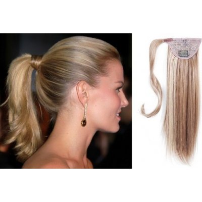 Clip in příčesek culík/cop 100% lidské vlasy 60cm platina/světle hnědá – Zboží Dáma