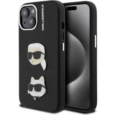Karl Lagerfeld Grained PU K&CH Heads pro iPhone 15 Black – Zboží Mobilmania