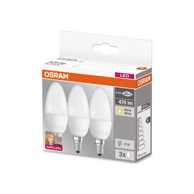 Ledvance LED BASE CL B Fros. 5,7W 827 E14 470lm 2700K CRI 80 10000h A+ 3ks – Zboží Mobilmania