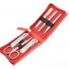 Kosmetické nůžky Three Seven manikúrní set DESIGN 6 nástrojů červená