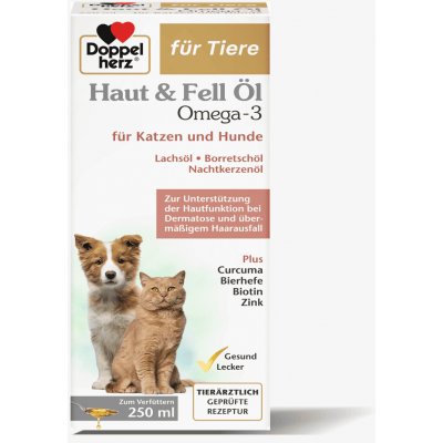 Doppelherz Haut & Fell Öl Omega-3 pro kočky a psy 250 ml – Hledejceny.cz
