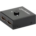 Manhattan HDMI Splitter/Switch 2-Port, [email pčervenáected], Bi-Directional, Black, Displays output from x1 HDMI source to x2 HD displays (same output to both displays) – Zboží Živě