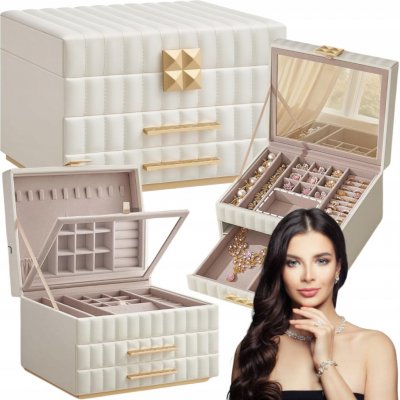 Songmics šperkovnice Anah 3 patra bílá – Zboží Dáma