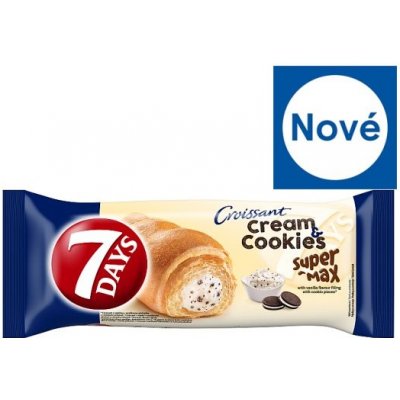 7 Days Super Max Croissant Cream & Cookies s vanilkovou příchutí s mlékem a s kousky sušenek 110g – Zbozi.Blesk.cz