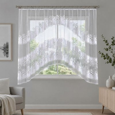 Dekorační oblouková krátká záclona na žabky SLAWOMIRA 160 bílá 300x160 cm MyBestHome – Hledejceny.cz