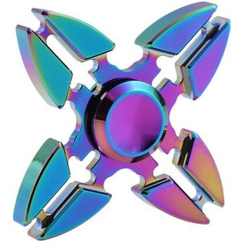 Fidget Spinner celokovový duhový quattro