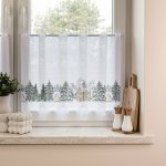 Forbyt žakárová vitrážová záclona STROMEČKY 361910, zimní, vánoční vzor s bordurou, barevná, výška 50cm (v metráži) – Zboží Dáma