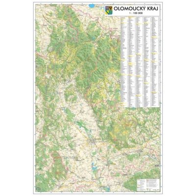 Excart Maps Olomoucký kraj - obří nástěnná mapa 140 x 200 cm Varianta: bez rámu v tubusu, Provedení: laminovaná mapa v lištách – Zbozi.Blesk.cz