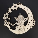 AMADEA Dřevěná ozdoba anděl na měsíci s trumpetou 9 cm – Hledejceny.cz