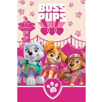 Exity KFT Dětská deka TLAPKOVÁ PATROLA Boss Pups polar fleece růžová – Zboží Dáma