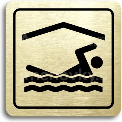ACCEPT Piktogram bazén krytý - zlatá tabulka - černý tisk – Zboží Mobilmania