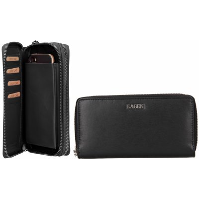 Lagen Dámská velká kožená peněženka s kapsou na mobil 50386 černá – Zboží Mobilmania