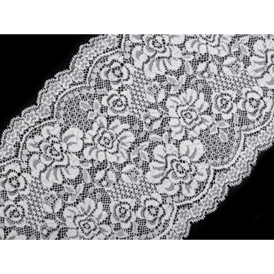Elastická krajka / vsadka / běhoun šíře 18 cm Varianta: 1 bílá, Balení: 1 m – Zboží Dáma