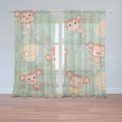 Záclony Roztomilé opičky: 2 ks - 150x250 cm - Sablio – Hledejceny.cz